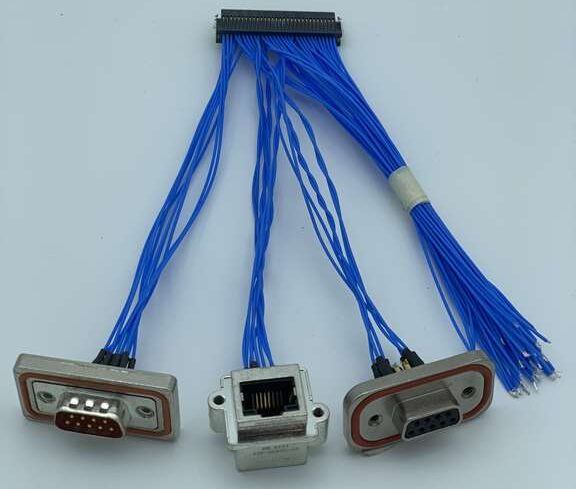 Wire and crimp image with blue cables