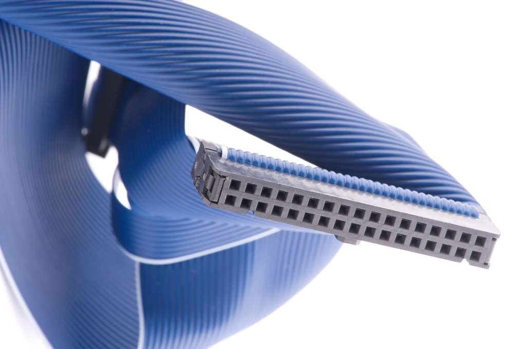 Blue cable connector closeup